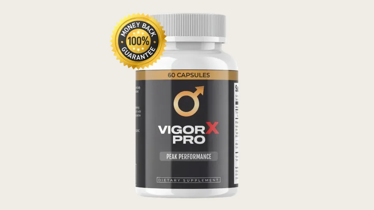 A bottle of VigorX Pro capsules, 60 capsules per bottle